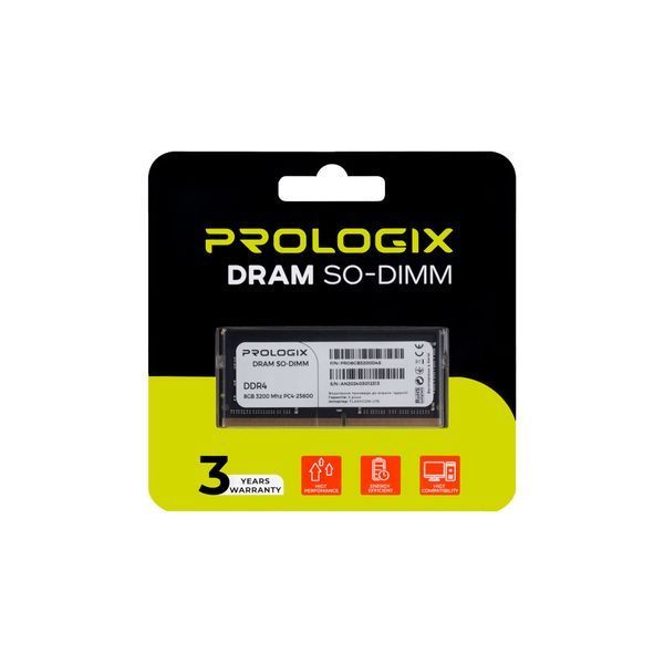 Модуль пам`ятi SO-DIMM DDR4 8GB/3200 Prologix (PRO8GB3200D4S) 492236 фото