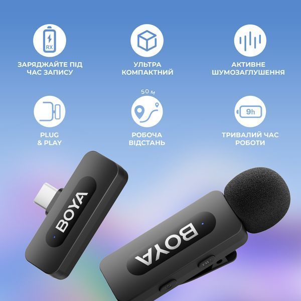Мікрофон BOYA BY-V10 Type-C Black BY-V10 фото