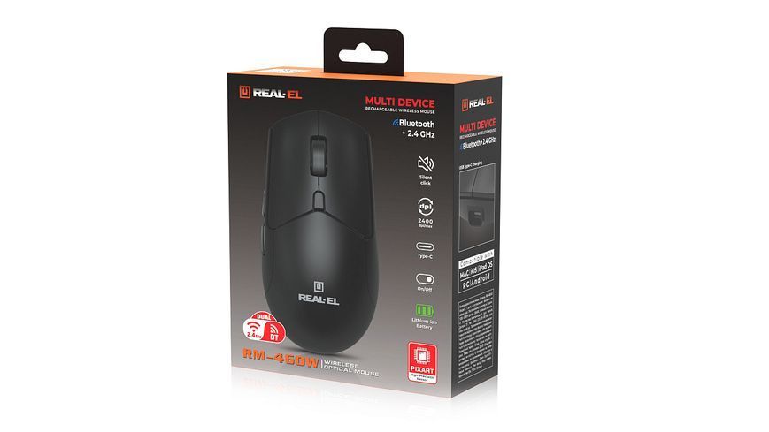 Миша бездротова REAL-EL RM-460W Black EL123200048 фото