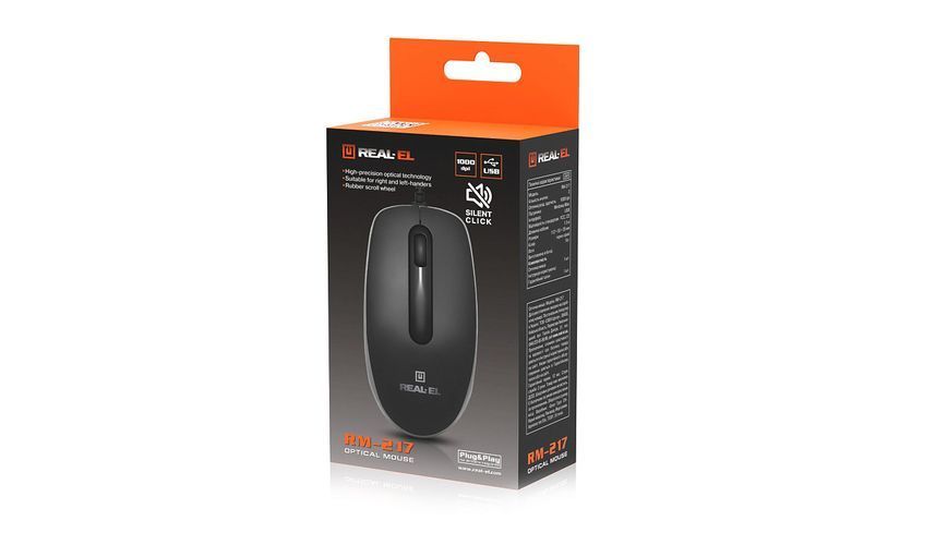 Миша REAL-EL RM-217 Black (EL123200038) EL123200038 фото