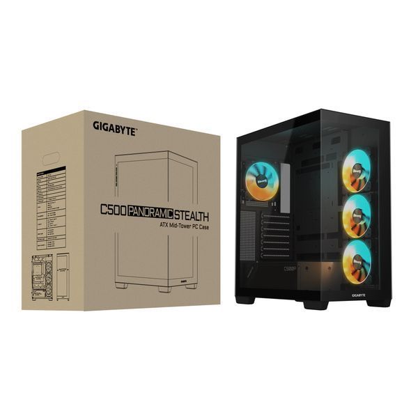 Корпус Gigabyte Aorus C500 Panoramic Stealth Tempered Glass Black без БЖ (GB-C500P ST) GB-C500P ST фото