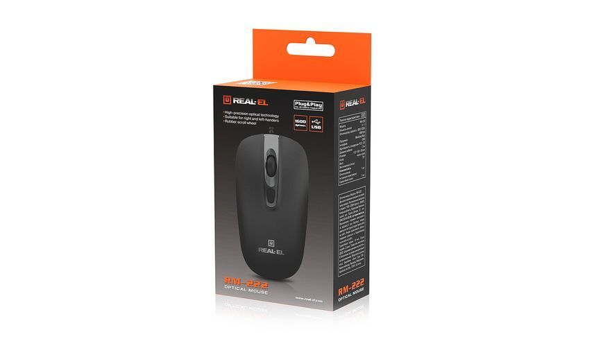 Миша REAL-EL RM-222 Black (EL123200040) EL123200040 фото